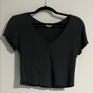 Black V-Neck Women's Top